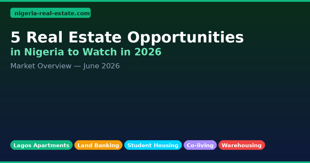 5 real estate opportunities in Nigeria in 2026: Lagos apartments, Abuja land banking, student housing, co-living, warehousing