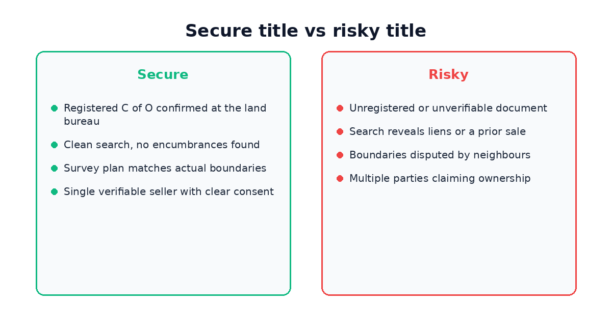 Comparing a secure land title with a risky land title in Lagos