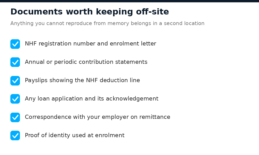List of National Housing Fund documents worth keeping in a second location
