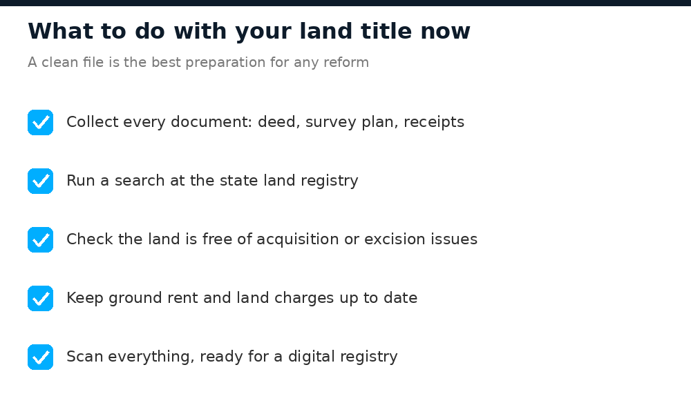 Checklist to prepare a Nigerian land title file for reforms and digital registries
